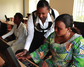 College and university graduates from Rwanda deliver skills training to out-of-work young people through DOT’s youth-led ReachUp! program.